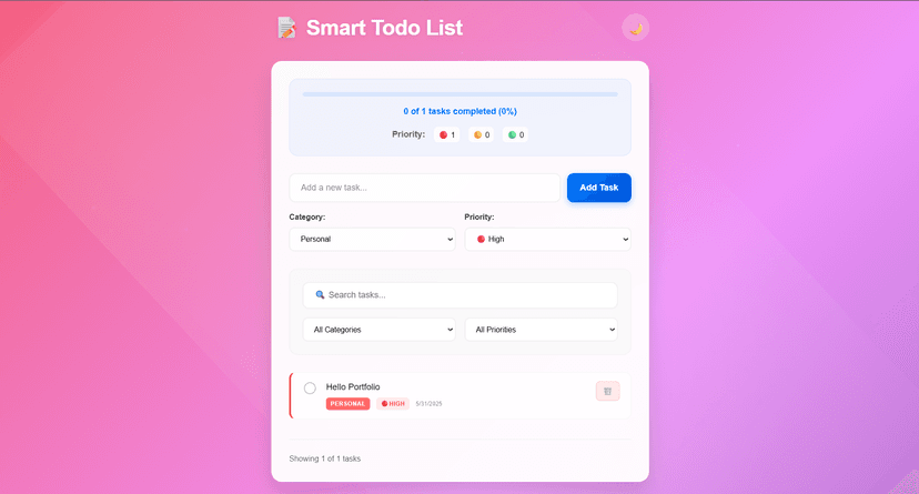 React To-Do List Application preview